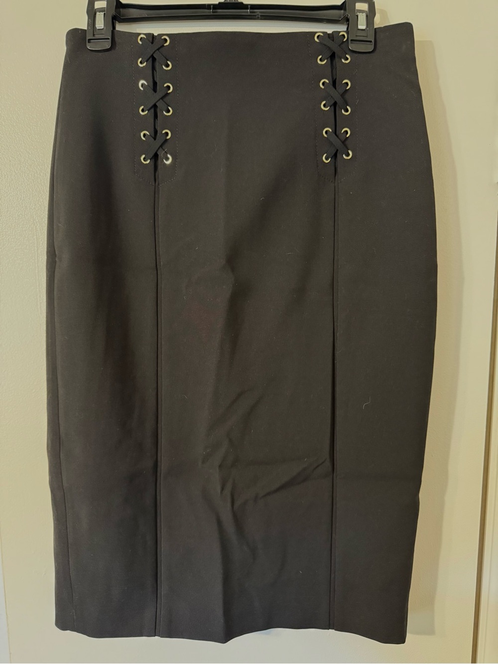 White House Black Market Black Lace-Up Pencil Skirt Size 8 - Picture 7 of 10